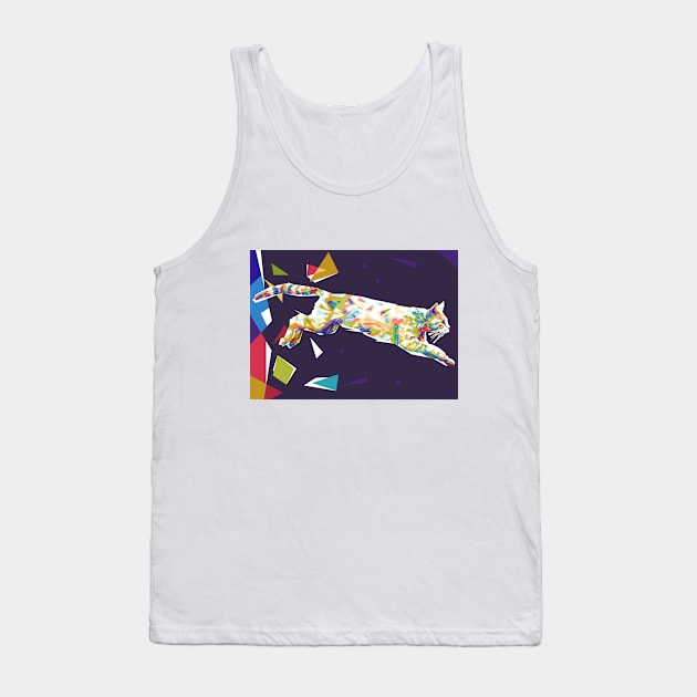 Cat Jumping Colorful Background Tank Top by Paradox Studio